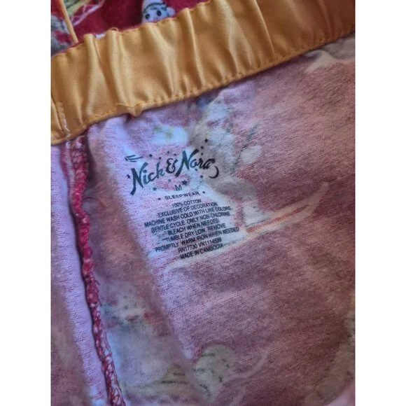 Nick & Nora Red Pajama Set Skiing Sock Monkeys Size M - Picture 2 of 7